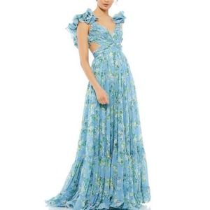 Mac Duggal 67803 Floral Chiffon Cutout Gown Dress Size 2